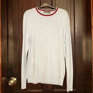 G/FORE Merino Wool Crew Neck Sweater with Red and Black Accents